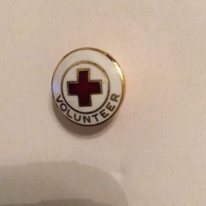 American Red Cross  VOLUNTEER White Enamel Pin